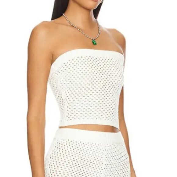 Ser.o.ya crochet blithe bandeau Cream Knit Tube Top porcelain xs - Picture 10 of 11